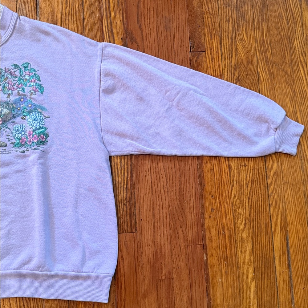 90’s Floral Hummingbird Vintage Granny Crewneck Sweater - Picture 7 of 10